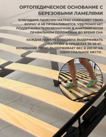 Кровать Рамона 180 черная + матрас Oscar - Image 3