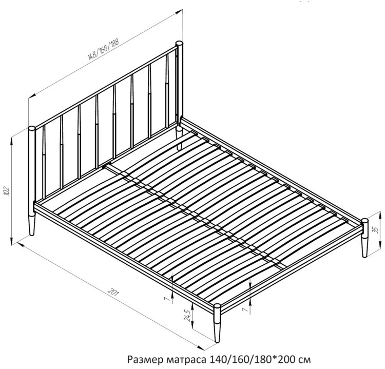 Кровать Глория 180 черная + матрас Sergio — изображение 8