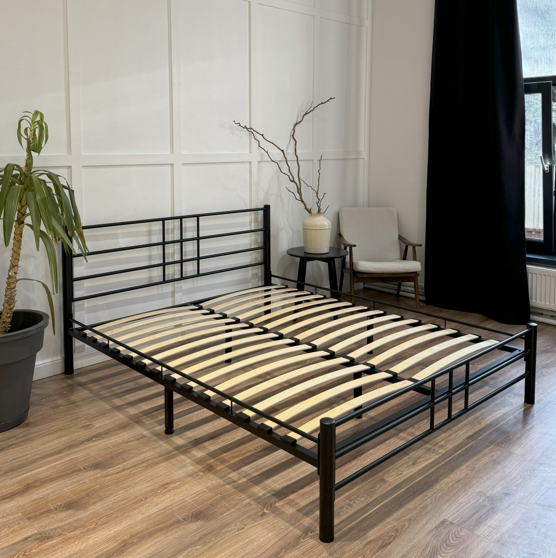 Кровать Askona Chris Complect полутораспальная, 140x200 см (с матрасом, без подъёмного механизма) черный