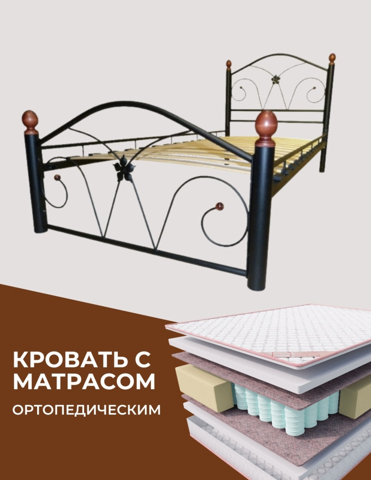 Кровать Селена 90 черная + матрас Oscar