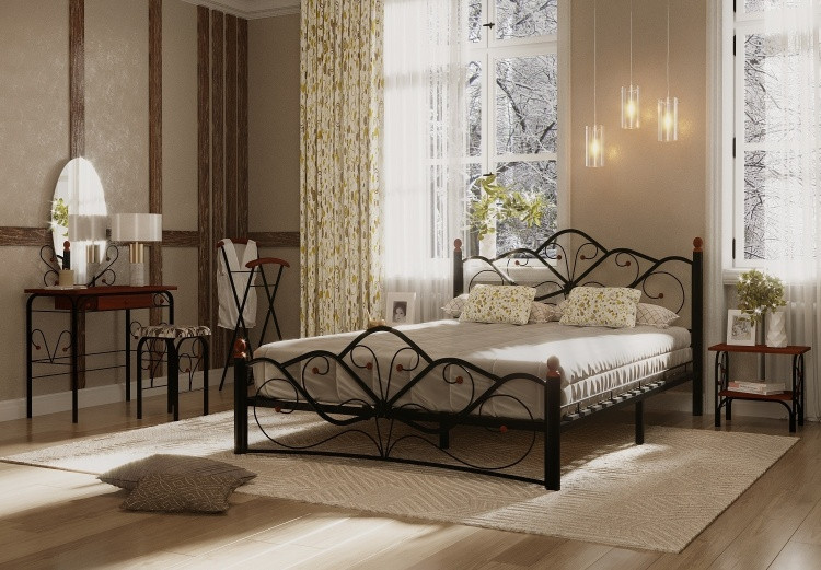 Кровать Габриела 140 черная + матрас Oscar