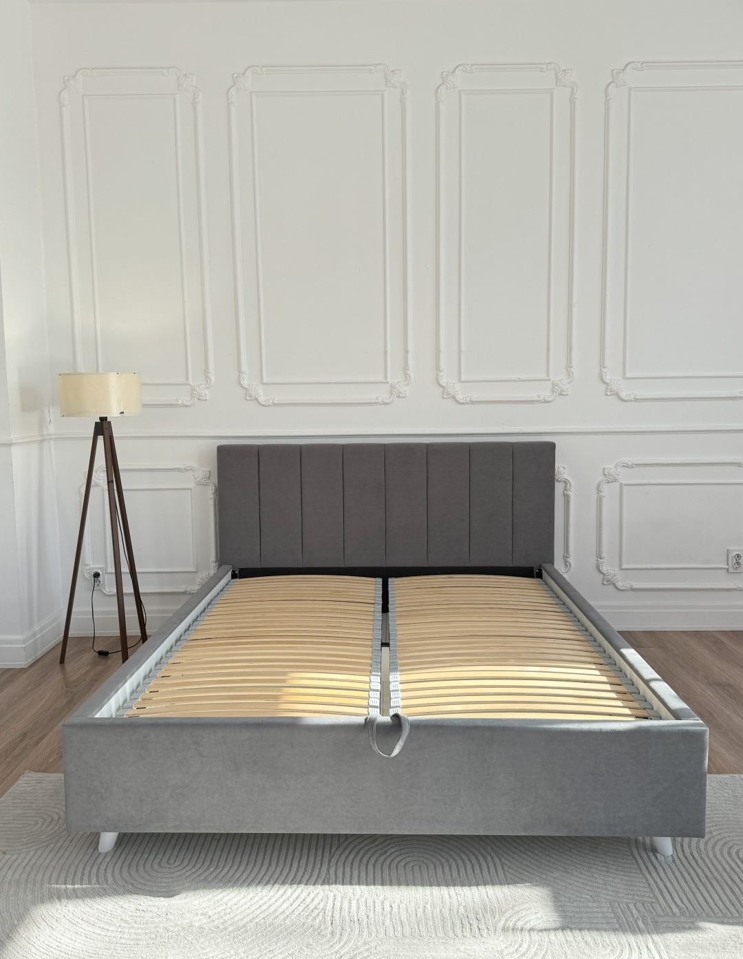 Кровать Симона ПМ 160 серая + матрас Sergio — изображение 7