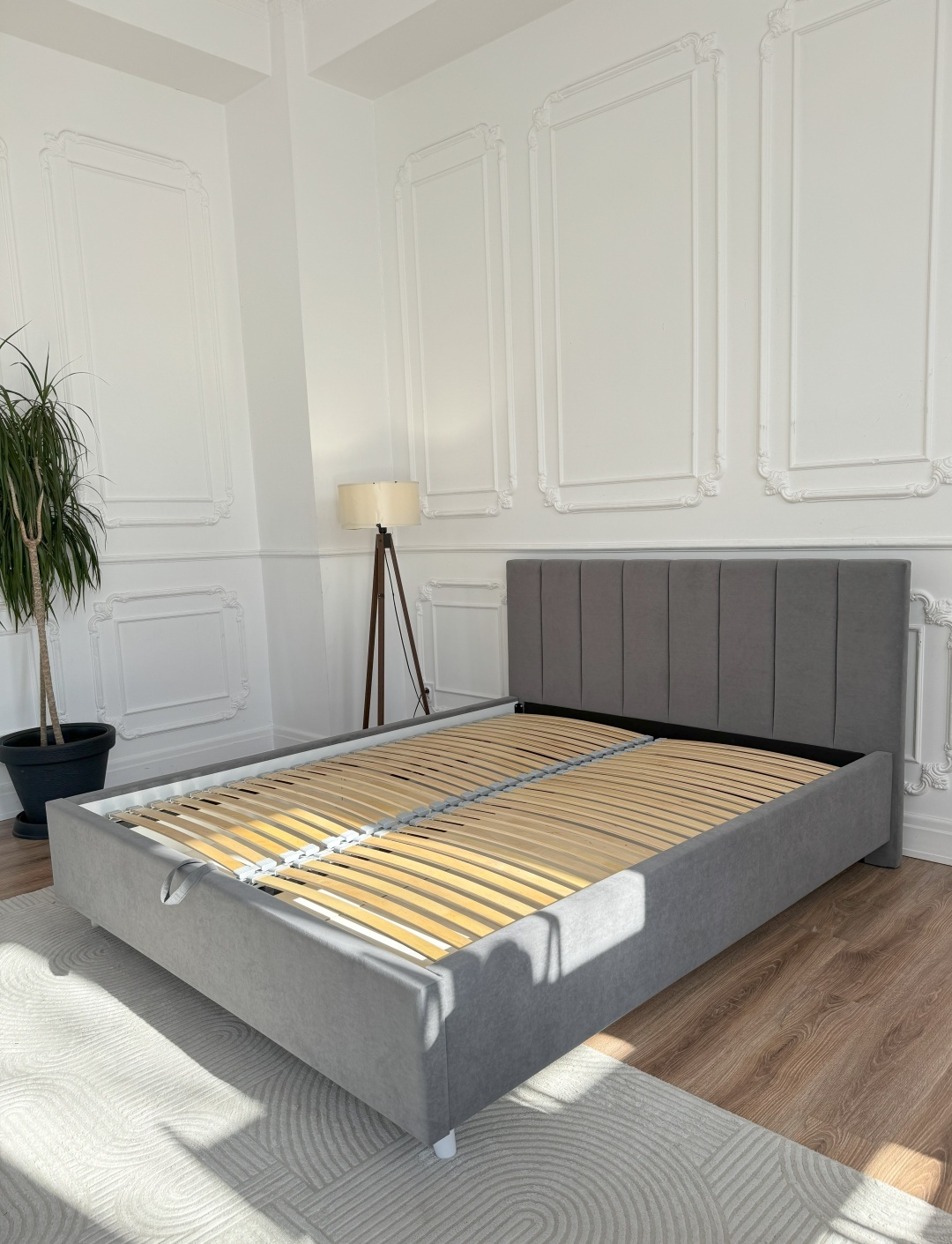 Кровать Симона ПМ 160 серая + матрас Sergio — изображение 11