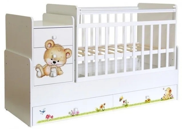 Фея Медвежонок 1100 с комодом белый УТ-00009664