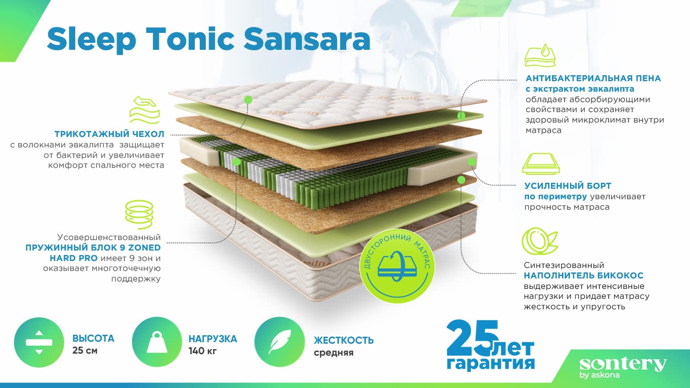 Матрас Askona Sontery Sleep Tonic Sansara 160x200