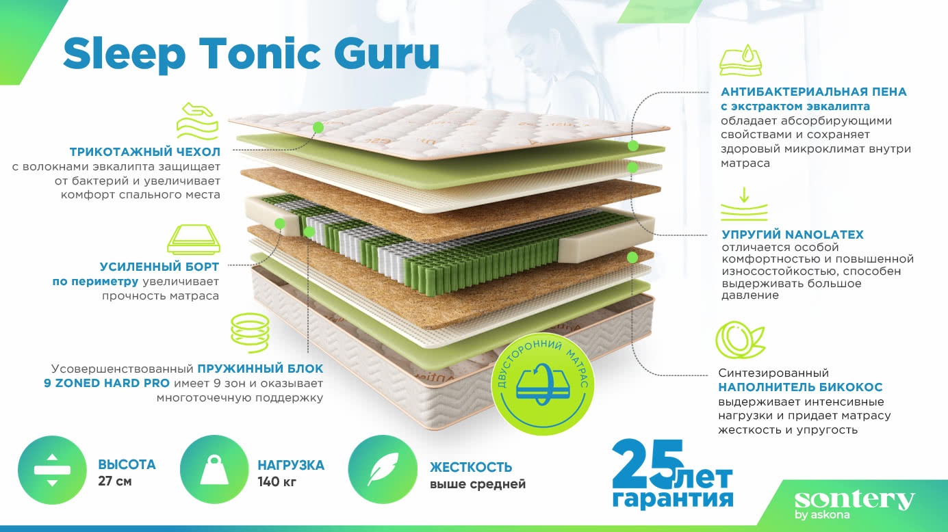 Матрас Askona Sontery Sleep Tonic Guru 160x200