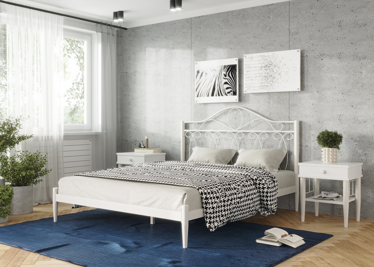 Кровать Адриана 160 кремовая + матрас Sergio