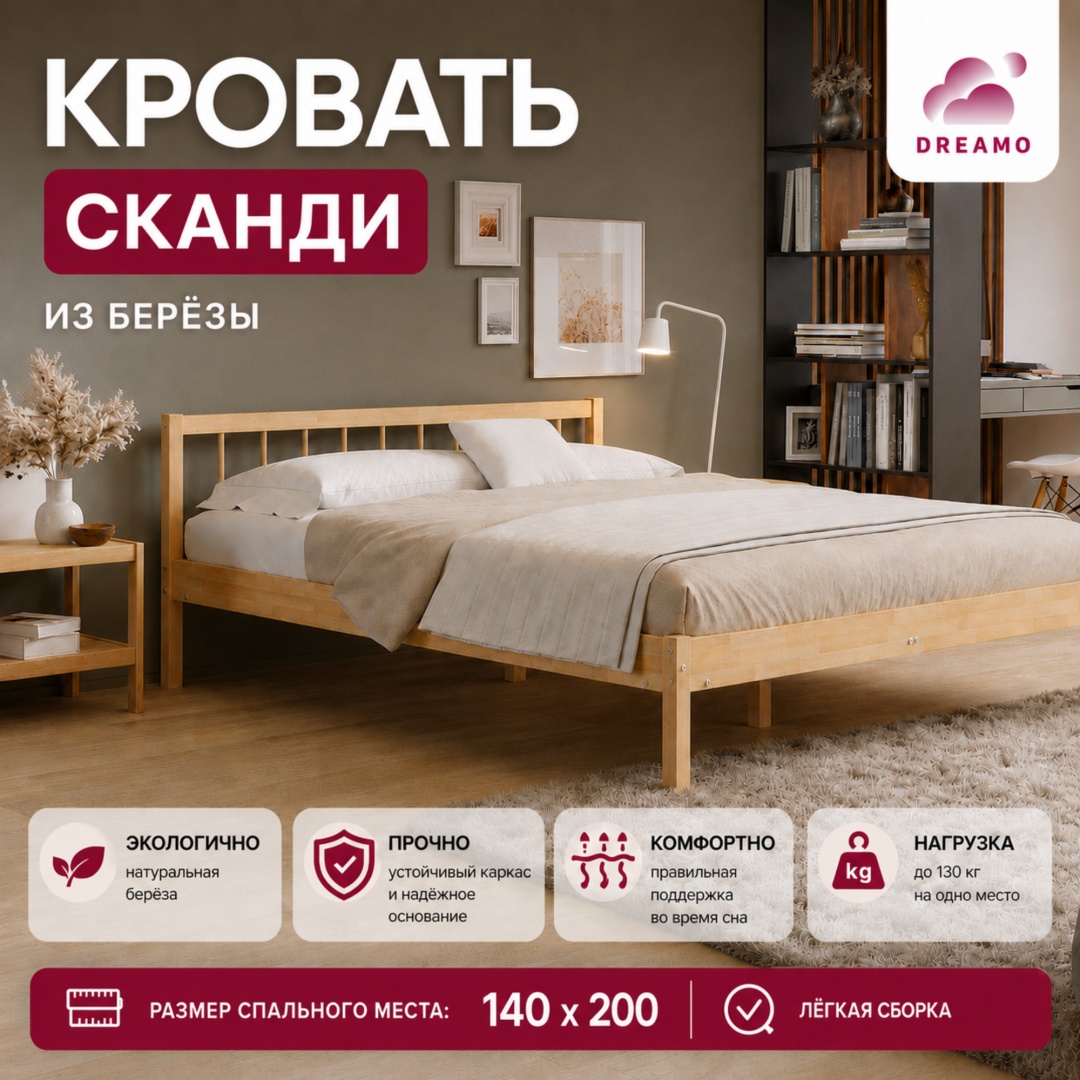 Кровать Сканди 140*200