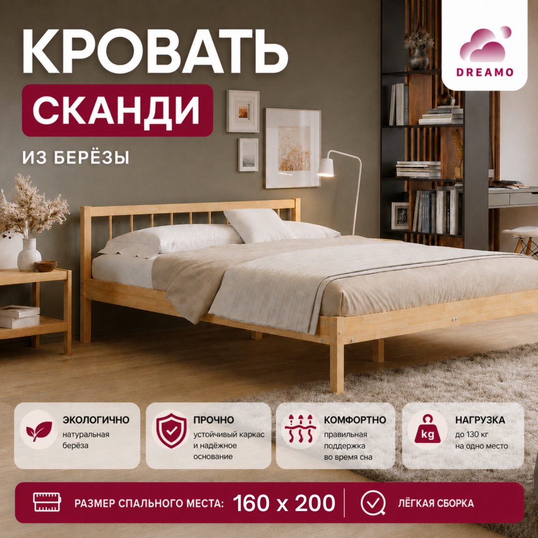 Кровать Сканди 160*200